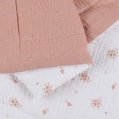 Noukie's Deken - Vintage Flowers - Wit/Roze