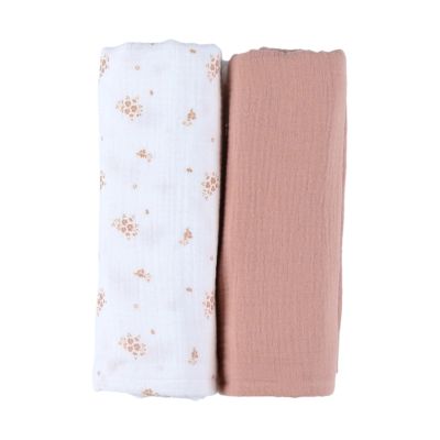 Noukie&#039;s Hydrofiele Doeken Set - Vintage Flowers - 100 x 100 cm - Wit/Roze