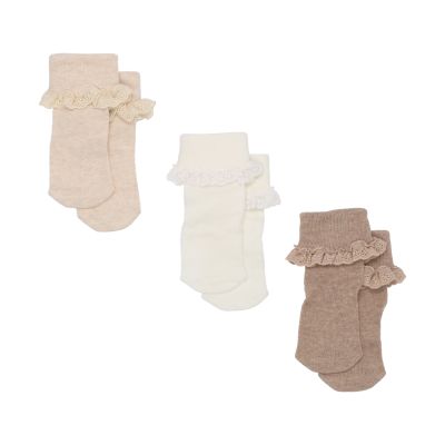 BD Collection Chaussettes Dentelle - 3 Paires - Multi Beige