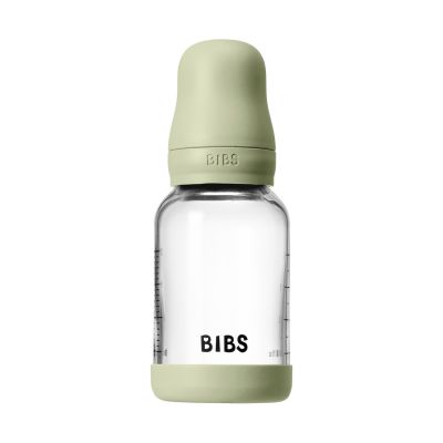 BIBS Fles - Slow Flow - Ronde Speen - 120 ml - Glas/Latex - Sage