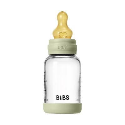 BIBS Fles - Slow Flow - Ronde Speen - 120 ml - Glas/Latex - Sage