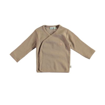 Babylook Rib Overslag T-Shirt - Warm Taupe