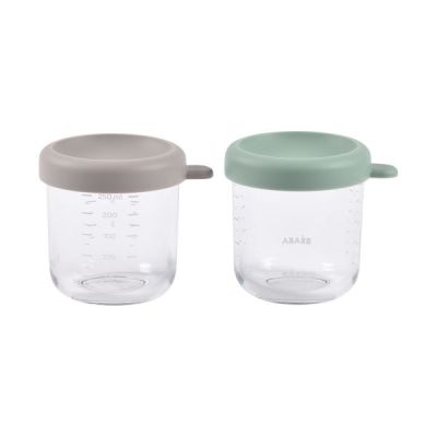 Beaba Bewaarpotje Glas Green / Gazelle Set 250 ml 2-Pack
