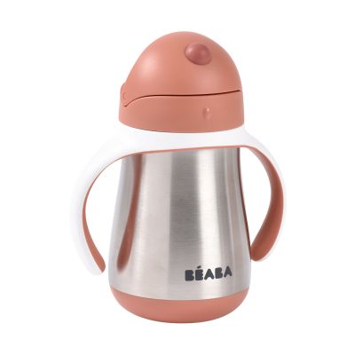 Beaba Drinkbeker RVS met rietje 250 ml Terracotta