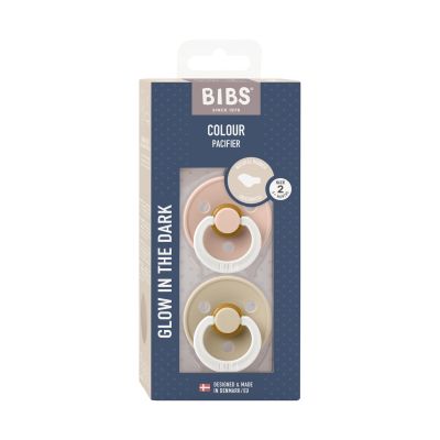 BiBs Glow In The Dark Fopspeen - Anatomisch - 2 Stuks - 6-18 Mnd - Glow/Vanilla