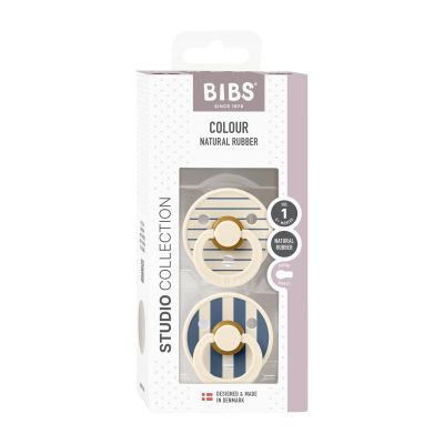 Bibs Fopspeen Latex Studio Pin Ivory Steel Blue Mix Size 1 (2-Pack)