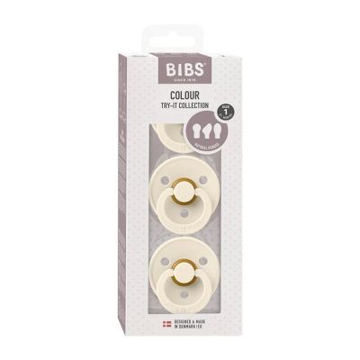 BiBs Try-It Fopspeen - 3 Stuks - 0-6 Mnd - Ivory 