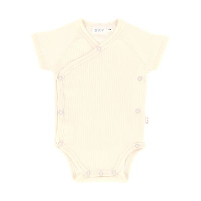DAY Overslagromper Korte Mouw Rib - Cream