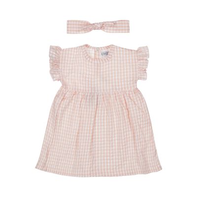 Dirkje Vichy Robe + Bandeau - Corail clair
