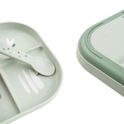 Done By Deer Foodie Compartment Plate Croco Green