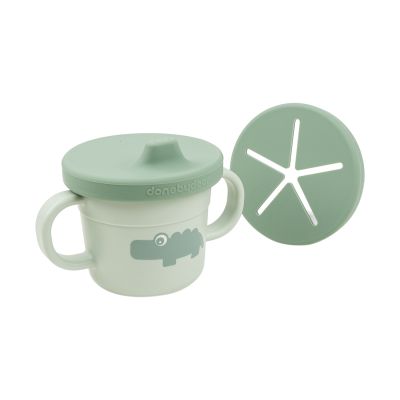 Done By Deer Foodie Spout/Snack Cup Croco Green