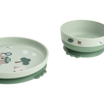 Done By Deer Tiny Trails Foodie Dinerset Met 360° Beker - Green Done By Deer Tiny Trails Foodie Dinerset Met 360° Beker - Green