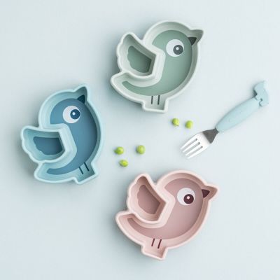 Done By Deer Silicone Stick&Stay Snack Bord Birdee Blue