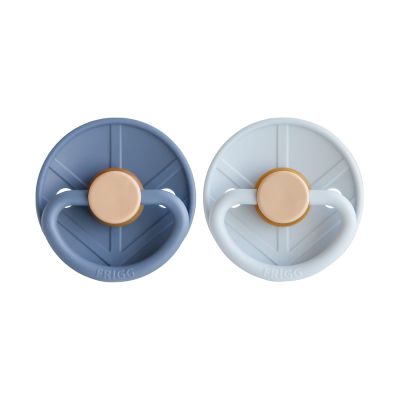 Frigg Little Viking Fopspeen - Rond - 2 Stuks - 0-6 Mnd - Ocean View/Powder Blue