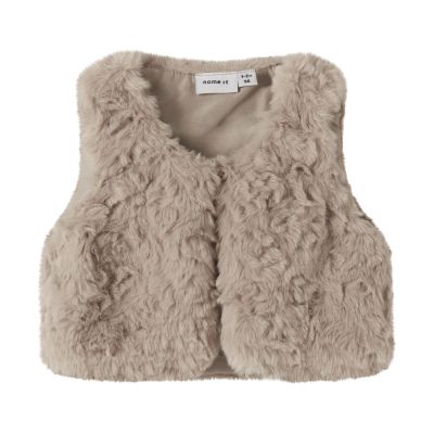 Name It Nano fake fur Knit Gilet - Maat 74 - Island Fossil