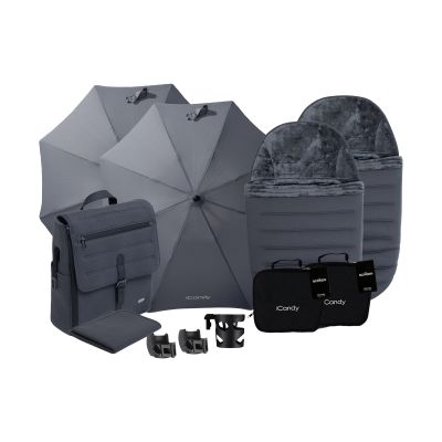 ICandy Peach 8 Double Kinderwagen Complete Bundel - Grey ICandy Peach 8 Double Kinderwagen Complete Bundel - Grey