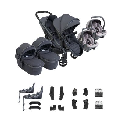 ICandy Peach 8 Twin Kinderwagen 3-in-1 Complete Travel Bundel - Grey/Storm Grey