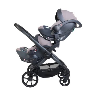 ICandy Peach 8 Twin Kinderwagen 3-in-1 Complete Travel Bundel - Grey/Storm Grey