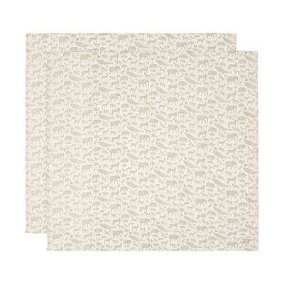 Jollein Multidoek Hydrofiel Animals Olive Green 115 x 115 cm 2-Pack