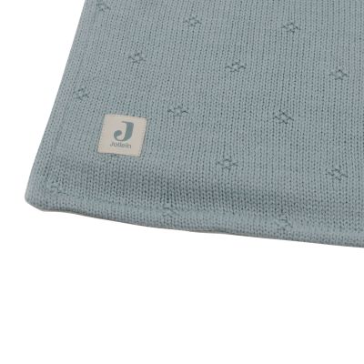 Jollein Cosy Knit Ledikantdeken - 100 x 150 cm - Sea Green / Velvet