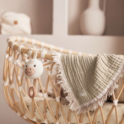 Jollein Wiegdeken Fringe Olive Green / Ivory GOTS 75 x 100 cm