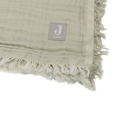 Jollein Wiegdeken Fringe Olive Green / Ivory GOTS 75 x 100 cm