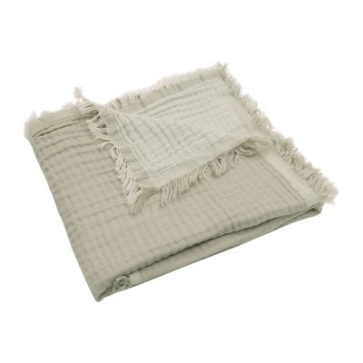 Jollein Wiegdeken Fringe Olive Green / Ivory GOTS 75 x 100 cm
