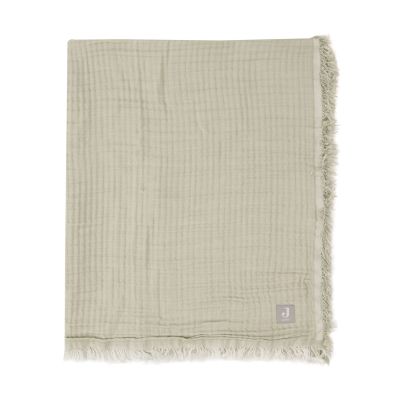 Jollein Wiegdeken Fringe Olive Green / Ivory GOTS 75 x 100 cm