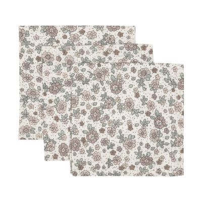 Jollein Monddoek Hydrofiel Retro Flowers 31 x 31 cm 3-Pack