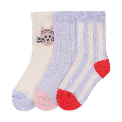 LÄSSIG Tennis Socks 3 pcs GOTS Cat - Maat 23-26