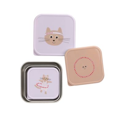 Lässig Tiny Team Cat Snackbox - 3 Stuks - Roestvrijstaal - Paars Lässig Tiny Team Cat Snackbox - 3 Stuks - Roestvrijstaal - Paars
