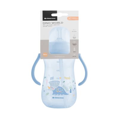 Kikkaboo Dino Wereld Beker Met Siliconen Rietje - 300ml - Blauw 