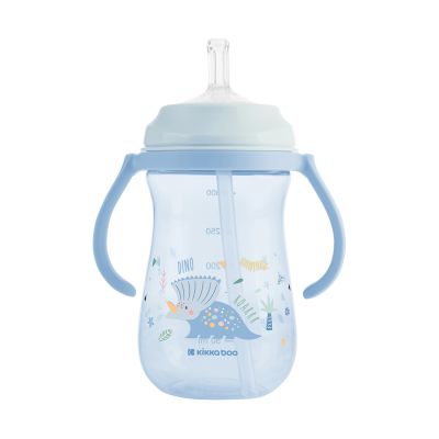 Kikkaboo Dino Wereld Beker Met Siliconen Rietje - 300ml - Blauw 