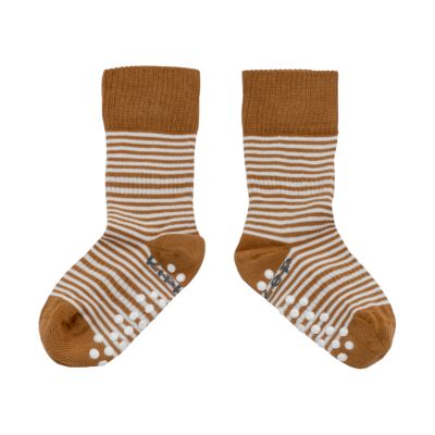 KipKep Blijf-Sokjes - 18-24 Mnd - Antislip - 1-Pack - Camel Stripes