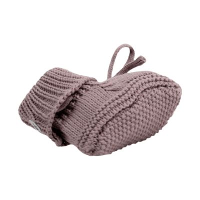 Lodger Gebreide Slofjes Met Kabel - Maat 0-6 Mnd - Rose