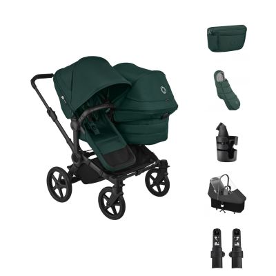 Bugaboo Donkey 6 Double Kinderwagen - Essentiël Bundel - Black/Fern Green Bugaboo Donkey 6 Double Kinderwagen - Essentiël Bundel - Black/Fern Green