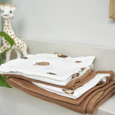 Meyco Multidoek Hydrofiel Forest Animals Toffee 70 x 70 cm 3-Pack
