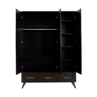 TWF Ledikant 60 x 120 - Commode 3 Laden - Hanglegkast XL 3 Deuren 2 Lade Modena Walnoot