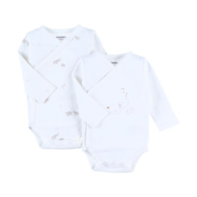 Noukie&#039;s B&amp;M Rompers - 2 stuks - Lange Mouw - Bio Katoen - Wit
