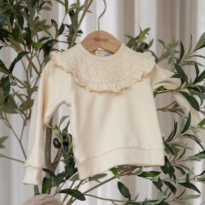 Dirkje Sweater Embroidery - Maat 62 - Offwhite