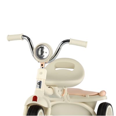 Puck Driewieler Cream-Rose met duwstang