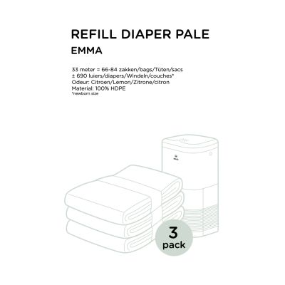 Puck Lemon Navulzakjesrol voor Luieremmer Emma - 3 stuks - Wit