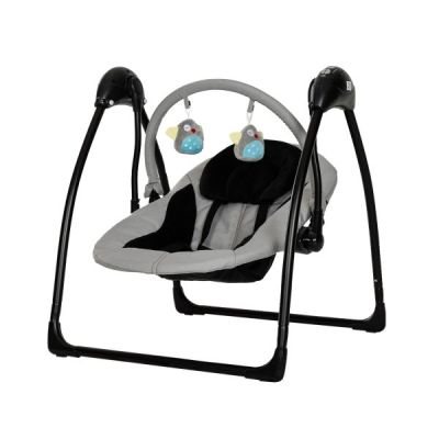 Qute Schommelstoel Q-Swing Softgrey Uil / Zwart Frame