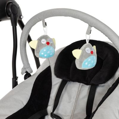 Qute Schommelstoel Q-Swing Softgrey Uil / Zwart Frame