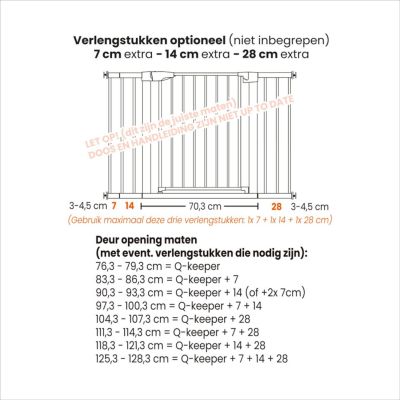 Qute Deurhek - Q-Keeper - 76-79 cm - Zwart