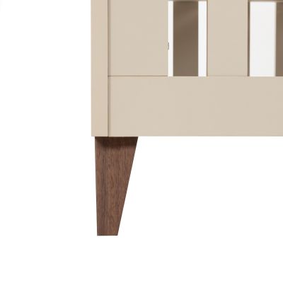 TWF Ledikant 60 x 120 - Commode XL 3 Laden 1 Deur Salerno Metaal - Hanglegkast 2 Deuren 1 Lade Salerno Walnoot
