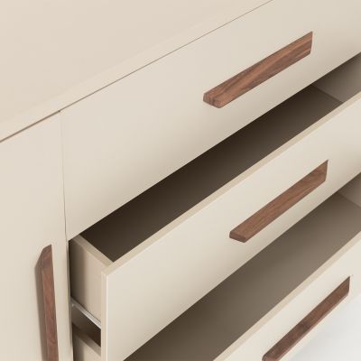 TWF Ledikant 70 x 140 - Commode XL 3 Laden 1 Deur - Hanglegkast 2 Deuren 1 Lade Salerno Walnoot