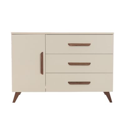 TWF Ledikant 60 x 120 - Commode XL 3 Laden 1 Deur Salerno Metaal - Hanglegkast 2 Deuren 1 Lade Salerno Walnoot