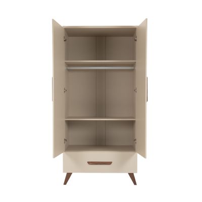 TWF Ledikant 60 x 120 - Commode XL 3 Laden 1 Deur Salerno Metaal - Hanglegkast 2 Deuren 1 Lade Salerno Walnoot