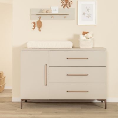TWF Ledikant 60 x 120 - Commode XL 3 Laden 1 Deur Salerno Metaal - Hanglegkast 2 Deuren 1 Lade Salerno Metaal